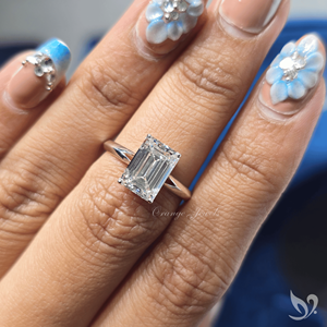 Anillo de Compromiso de Lujo con Diamante Cultivado en Laboratorio, Corte Esmeralda de 3 Quilates, Certificado IGI, Solitario en Oro Sólido de 10K, para Regalo de Boda - Product Image 5