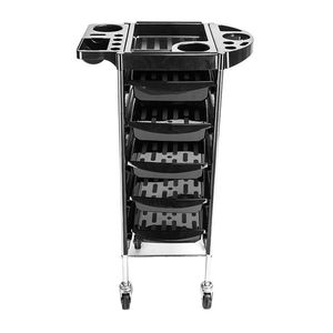 Chariot de rangement métallique moderne à 5 niveaux YC Q7 noir pour salon de coiffure, salon de beauté, barbier et salle de bain - Product Image 2