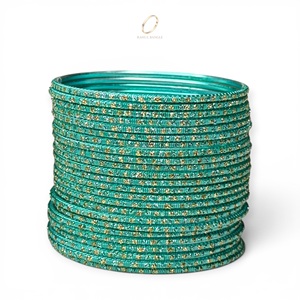 Bracelets tendance en acier inoxydable bleu vert exclusifs, plaqués or scintillant, avec cristaux, bijoux indiens modernes à prix de gros - Product Image 4