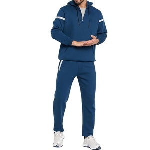 Men's Navy Blue <b>White</b> Solid Winter Casual Hooded Fleece Full Sleeve Elastic Waist Breathable Quick Dry Eco-Friendly <b>Joggers</b> Side - Product Image 1