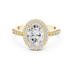 Anillos de Halo Clásicos para Compromiso, Boda y Aniversario, Diamante Cultivado en Laboratorio de Corte Ovalado de 2 CT E VVS VS, Anillo de Oro Sólido de 14K, Gran Venta - Product Image 1