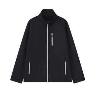 Men's Black Workwear Quilted Safari <b>Jacket</b> <b>Sailor</b> Collar Zipper Closure Pockets <b>Waterproof</b> Polyester Autumn Regular Fit Solid - Product Image 1
