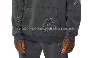 Ensemble de survêtement en molleton de coton léger uni pour homme, streetwear personnalisé, pantalon de survêtement, sweat-shirt, taille plus, vente en gros pour l'hiver - Product Image 4