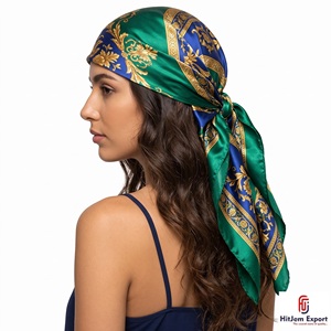 New Fashion Silk Summer <b>Scarf</b> <b>Shawl</b> Manufacturer OEM ODM Luxury Geometric Print Women Custom Fabric Wholesale Africa - Product Image 6
