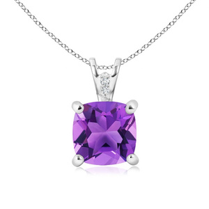 Colgante Solitario de Amatista con Corte Cojín para Mujer, Engaste de Garra, Estilo Vintage, Joyería para Fiesta, Oro 10K 14K 18K, Plata 925 935 - Product Image 2