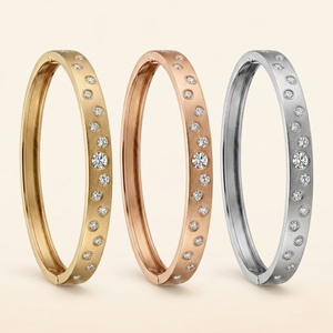 กำไลข้อมือเพชรธรรมชาติสีทอง14K สีเหลืองกระจายอยู่ผิวด้านตกแต่งด้วยเม็ดเพชรตามสั่งเป็นของขวัญครบรอบ - Product Image 4
