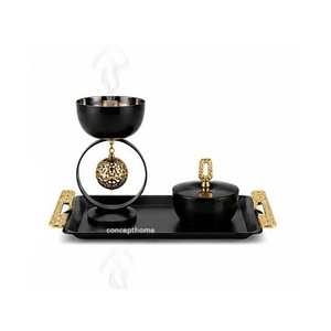 Golden Brass Incense <b>Burner</b> Set With Tray Hand Made Style Religious Use All Season - Product Image 1