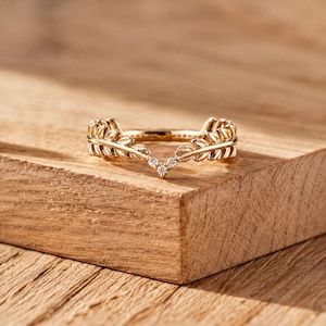 Bague en diamant de laboratoire taille ronde, inspirée de la nature, en or massif 14k 18k, pour fiançailles et anniversaire, 0,03 ct, bijoux fins - Product Image 2