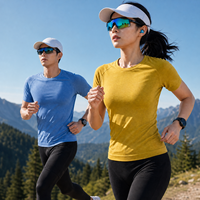 Camiseta Deportiva de Lana Merino para Senderismo, Running y Ciclismo, Transpirable, Absorbe la Humedad, Manga Corta, de Secado Rápido