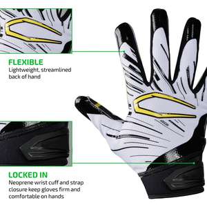 Custom Neoprene American Football <b>Gloves</b> with Sticky Grip Breathable Design Adjustable Velcro Closure Sleeveless for Players - Product Image 4