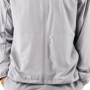 Men's Light Gray Full Zip Training Jacket Lightweight Athletic Sportswear Warm Up Top Long Sleeve Fitness Activewear Outerwear - Product Image 5