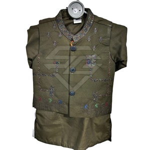 Conjunto de Kurta y Pijama para Niños con Chaleco - Ropa Tradicional Moderna para Fiestas y Bodas 100% Algodón de Secado Rápido para Todas las Temporadas - Product Image 1
