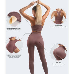Conjunto de yoga de talla grande para mujer, 1 pieza, a cuadros, sujetador deportivo, leggings de cintura alta, ropa deportiva elástica en cuatro direcciones con cierre frontal - Product Image 5