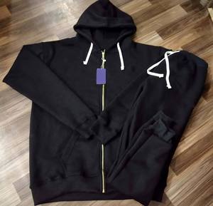 Ensembles de sport d'hiver pour hommes avec logo personnalisé, respirants, tricotés, à capuche, motif uni, polyester/coton, décontractés, 300g, thermocollés sans couture - Product Image 2