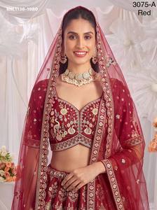 Conjunto de lehenga de seda premium para bodas con cuentas, motivos de color, hilos múltiples, dori, lentejuelas y trabajo manual. Proveedor mundial. - Product Image 3
