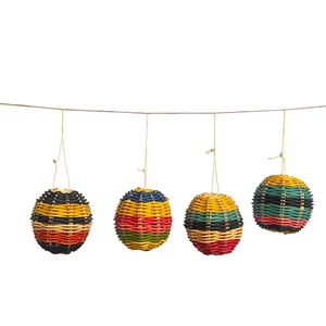 Combo de bolas de ratán para decoración navideña, bolas tejidas a mano para exhibir en la mesa, adornos colgantes para árbol. - Product Image 3