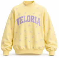 Fabricant OEM ODM – Sweat-shirt personnalisé Veloria à col montant pour femme, avec manches à carreaux et appliqué lettres, coupe oversize