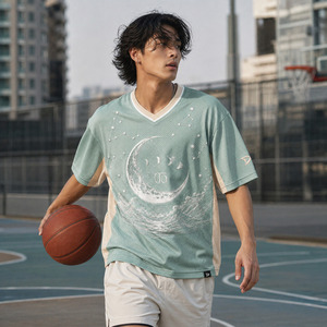 Men’s Custom Logo Basketball Jersey Oversized Retro Mesh Athletic <b>Shirt</b> Breathable <b>Polyester</b> Team Wear - Product Image 4