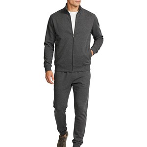 Conjunto Deportivo Gris para Hombre 2026, Manga Larga, Cierre de Cremallera, Color Sólido, Cuello Alto, Pantalones Deportivos, Otoño, ODM OEM - Product Image 1