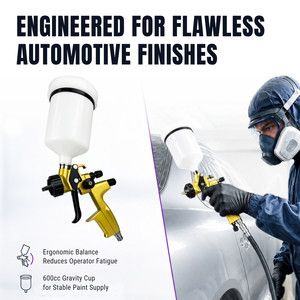 LEMATEC Professional Air Spray Paint Gun with 600CC Gravity Feed Stainless Nozzles 1.3/1.4/1.7mm - Product Image 5