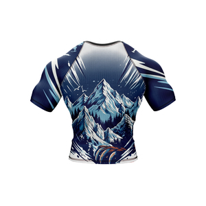 เสื้อรัดรูปพิมพ์ลายภูเขา แขนสั้น ผู้ชาย แห้งเร็ว ผ้ายืดสแปนเด็กซ์ โพลีเอสเตอร์ เสื้อกีฬาสำหรับผู้ใหญ่ - Product Image 4