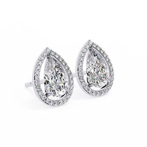 Boucles d'oreilles en or rose massif 14 carats avec diamants de laboratoire en forme de poire flottante, 1,62 ct total, pour femmes, bijoux fins - Product Image 6