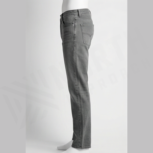 Jean en denim coupe droite délavé foncé pour homme, coupe slim, en coton, style décontracté, pantalon d'automne - Product Image 2
