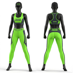 <b>Women</b> Boxing Sports Bra Leggings Set Premium 260g Cotton Y-line Straps Stand Neckline Crystal Decoration Anti-Bacterial - Product Image 1