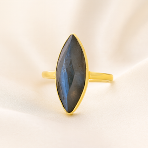 Natural Labradorite Marquise Faceted <b>Ring</b> 925 Sterling <b>Silver</b> Rose Gold Yellow Gold Plated Handmade Gemstone <b>Ring</b> for <b>Men</b> Her - Product Image 4