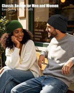 Gorro de Invierno de Lana Verde Sólido, Gorro de Punto Unisex de Estilo Casual con Decoración Desgastada para Adultos, para Viajes, con Medida de Circunferencia de Cabeza - Product Image 5
