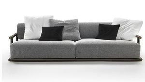 Sofá Moderno Minimalista de Dos Plazas Hecho de Madera de Teca con Tela - Product Image 4