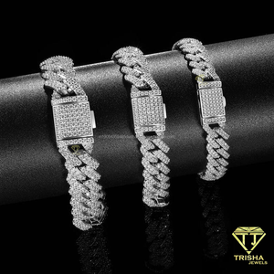 Bracelet Hip Hop audacieux à maillons cubains avec sertissage complet de pierres Moissanite, maillons larges et épais, et fermoir rectangulaire étincelant - Product Image 6