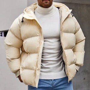 2024 Best High Quality Unisex Plus Size Casual Loose Hooded Puffer <b>Jacket</b> 100% Nylon Winter <b>Warm</b> Drawstring Stand Front High - Product Image 3