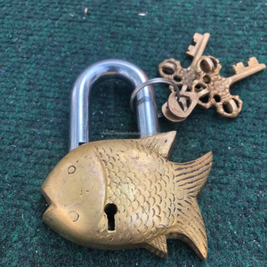 Cadenas en laiton antique en forme de poisson, fait main, durable, en laiton massif, pour la sécurité des portes et des armoires domestiques, et objet cadeau vintage - Product Image 6