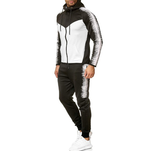 Ensemble de survêtement 2-en-1 pour homme, noir et jaune, avec sweat à capuche à manches longues et cordon de serrage, poches latérales, 100 % coton, style sportif - Product Image 3