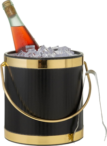 Stainless Steel Ice <b>Bucket</b> <b>with</b> <b>Lid</b> and Tongs Gold Handle Insulated Ice Cooler <b>Bucket</b> Champagne Wine Bottle Holder Bar Party Hom - Product Image 2