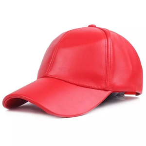 Gorra de Béisbol de Cuero PU Roja, Unisex, Color Sólido, 6 Paneles, Cierre Magnético Ajustable, Gorra Casual - Product Image 3