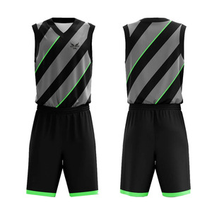 Conjunto de Uniforme de Baloncesto sin Mangas con Cuello en V, Sublimado, con Franjas, que Absorbe la Humedad, Uniforme de Baloncesto Personalizado para Adultos - Product Image 1