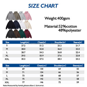 Sudaderas con capucha para hombre lisas teñidas lisas en blanco de mezcla de poliéster y algodón de gran tamaño con logotipo personalizado 400GSM - Product Image 3