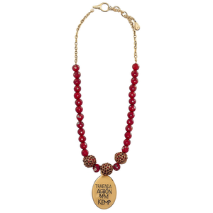 Maroon Agate Necklace with Kemp Pendant-Trendy Beaded Chain Jewelry - Product Image 1