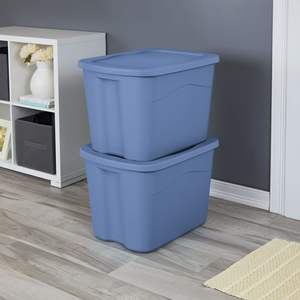 1 bac de rangement en plastique bleu clair de 18 gallons avec couvercle à clipser, modèle D0100XF7YMG - Product Image 4