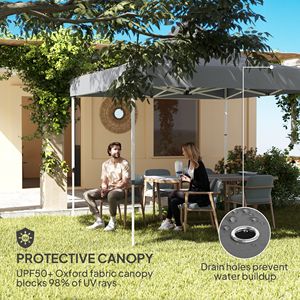 Tenda a baldacchino pop-up resistente 3x3m con pareti laterali UPF50+ e protezione solare istantanea grigia con tasche portaoggetti - Product Image 5