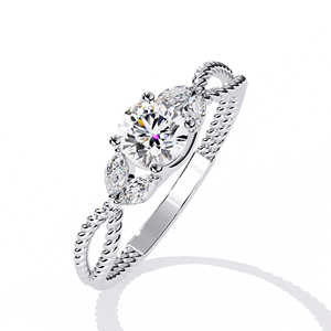 แหวนเพชรทรงกลมคลาสสิกและทรงมาร์คีส์สำหรับผู้หญิง ทองคำแท้ 14k แหวนเพชรเม็ดเดี่ยว เหมาะสำหรับเป็นของขวัญ งานหมั้น วันครบรอบแต่งงาน - Product Image 6