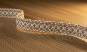 Dentelle brodée artisanale en chanvre, motif géométrique, style bohème, largeur 1 7/8 pouce, pour textiles de maison - Product Image 2