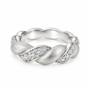 Anillo de Moissanita Dorado con Diseño Trenzado para Mujer, Clásico con Engaste Pavé y Corte Brillante Redondo, Joyería de Promesa - Product Image 4