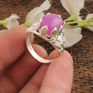 Natural Lavender Purple <b>Jade</b> Flower Ring 925 Sterling Silver Floral Ring Unique Gemstone <b>Jewelry</b> for Women Wedding Gift - Product Image 1