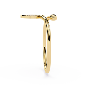 Open Bypass Band Spiral Fine Jewelry 18k Pure Gold Pave set Natural Round Diamond <b>Adjustable</b> Gold Jewelry for Wedding <b>Rings</b> - Product Image 3