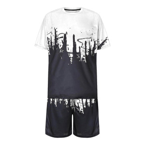 Vente en gros d'ensembles de shorts décontractés pour hommes, nouveaux modèles d'été, t-shirt à manches courtes et shorts, ensemble 2 pièces uni pour hommes - Product Image 1