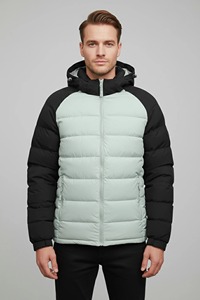 Blouson matelassé blanc à capuche pour femme, léger, coupe-vent, fermeture éclair sur le devant, manteau d'hiver décontracté, couleur unie, coupe ajustée, polyester, polaire - Product Image 3