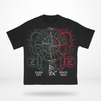 T-shirt graphique surdimensionné pour homme en jersey de coton premium 240 GSM, vert olive, impression sérigraphique personnalisée, impression en relief, broderie logo OEM